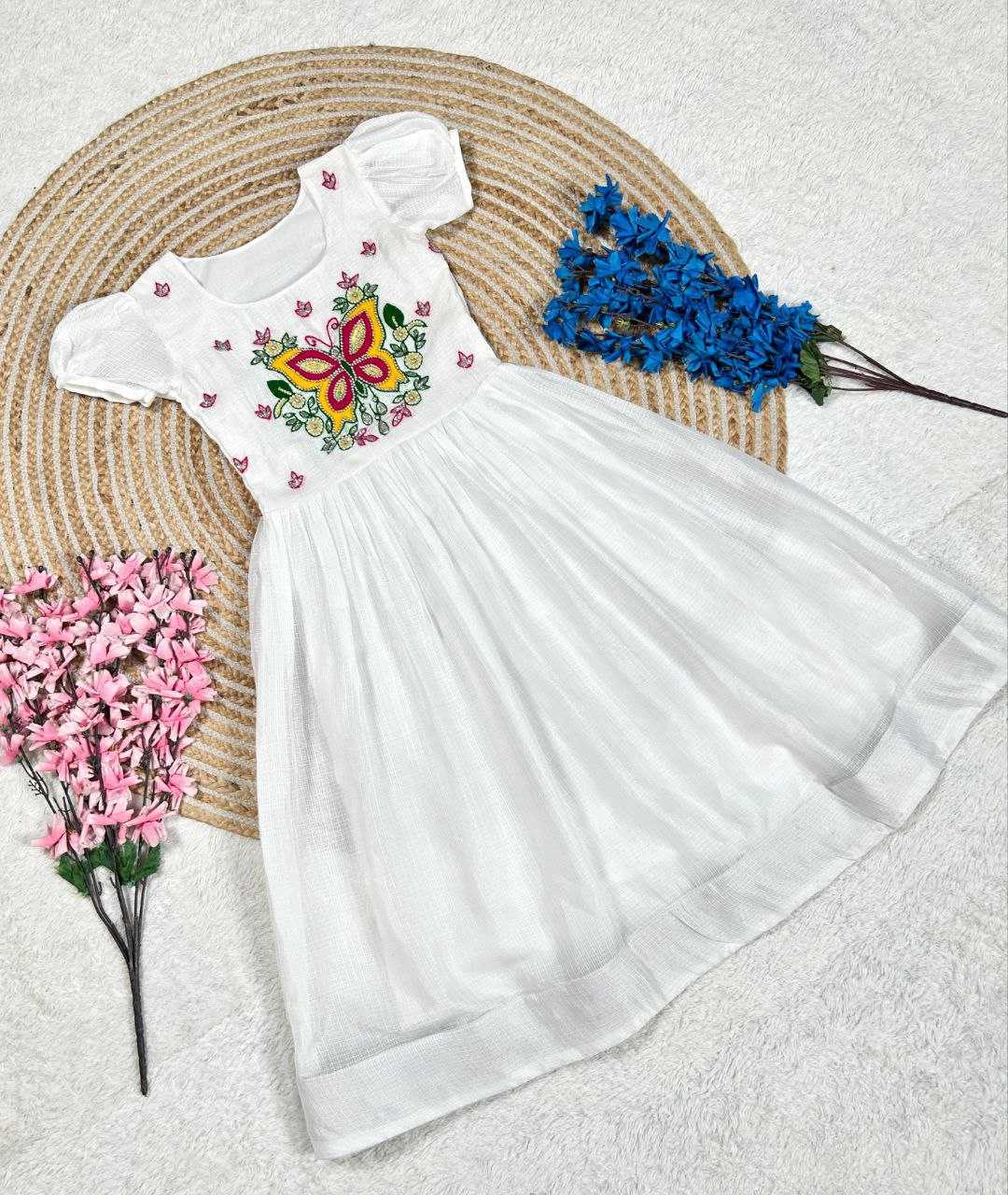 Ynf Soft Cotton KESH619 Resham Kids Wear Wholesale Kids Gown Kids Frocks Girls Frock Manufacturer- Kapda Export