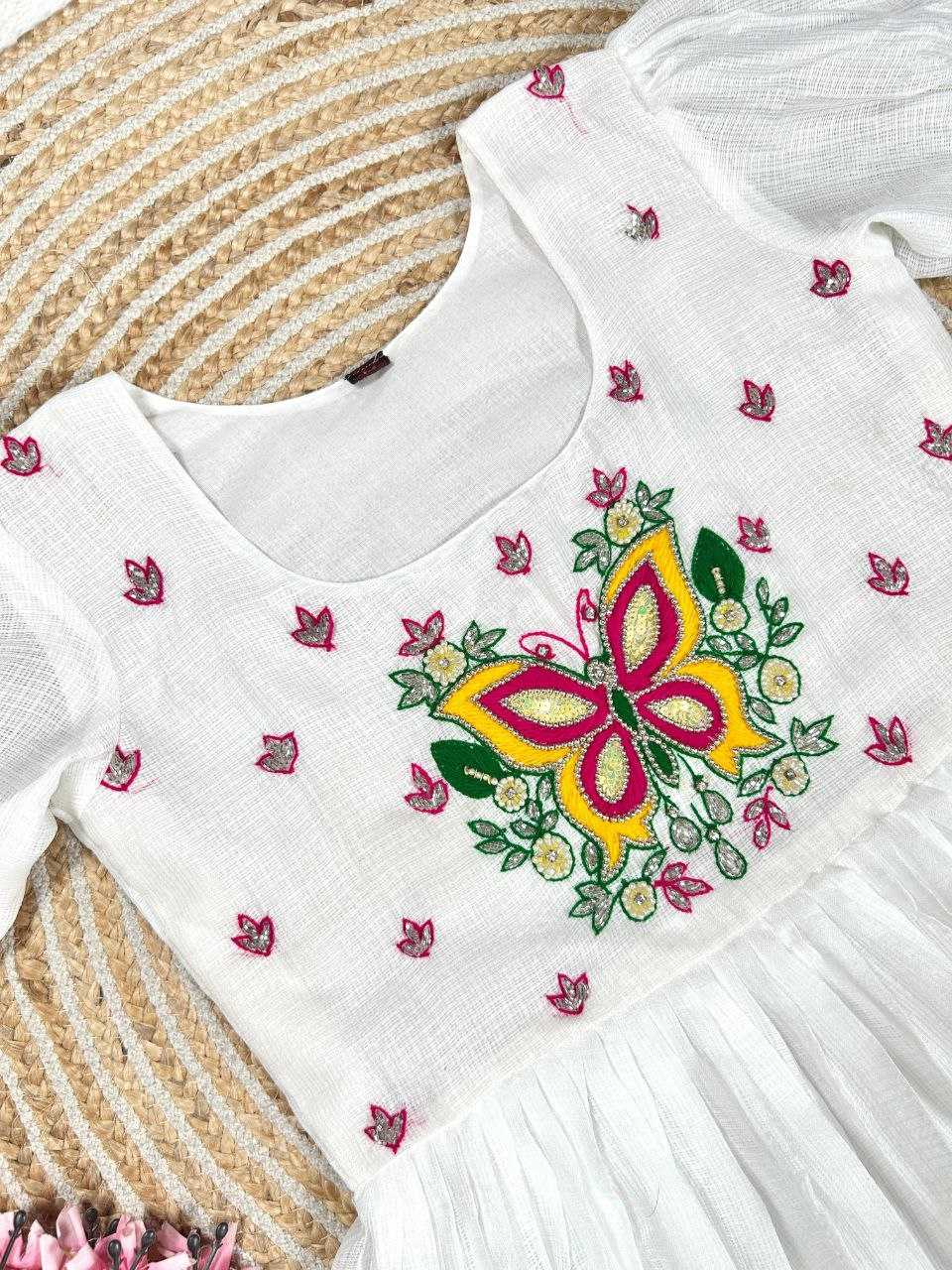 Ynf Soft Cotton KESH619 Resham Kids Wear Wholesale Kids Gown Kids Frocks Girls Frock Manufacturer- Kapda Export