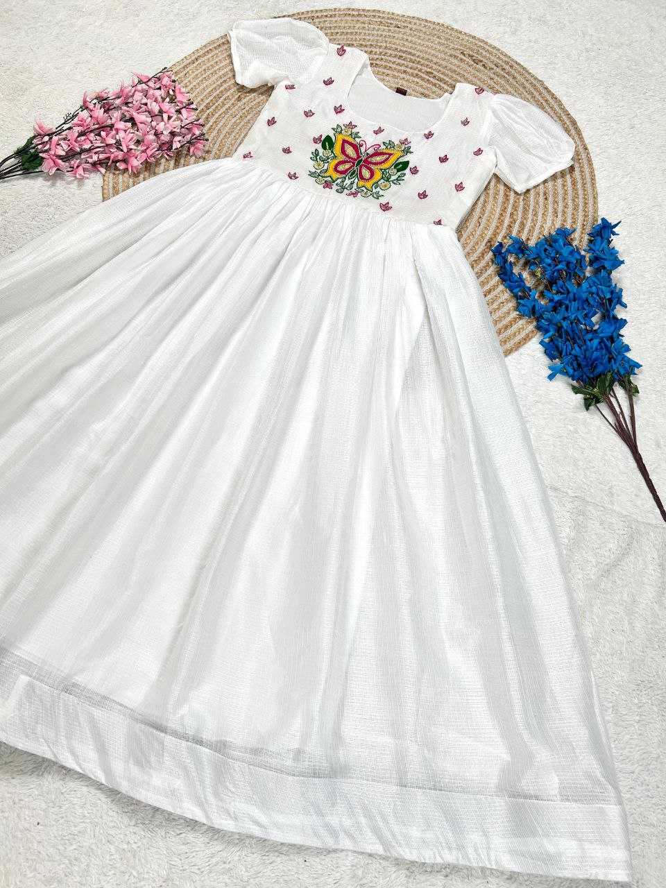 Ynf Soft Cotton KESH619 Resham Kids Wear Wholesale Kids Gown Kids Frocks Girls Frock Manufacturer- Kapda Export