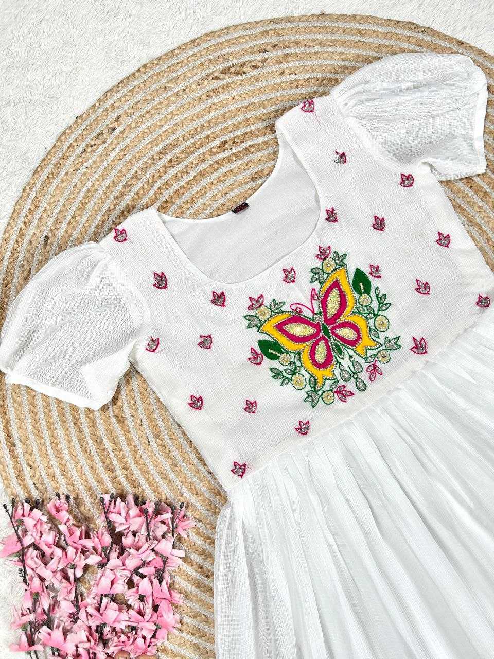 Ynf Soft Cotton KESH619 Resham Kids Wear Wholesale Kids Gown Kids Frocks Girls Frock Manufacturer- Kapda Export
