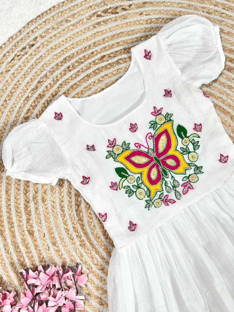 Ynf Soft Cotton KESH619 Resham Kids Wear Wholesale Kids Gown Kids Frocks Girls Frock Manufacturer- Kapda Export