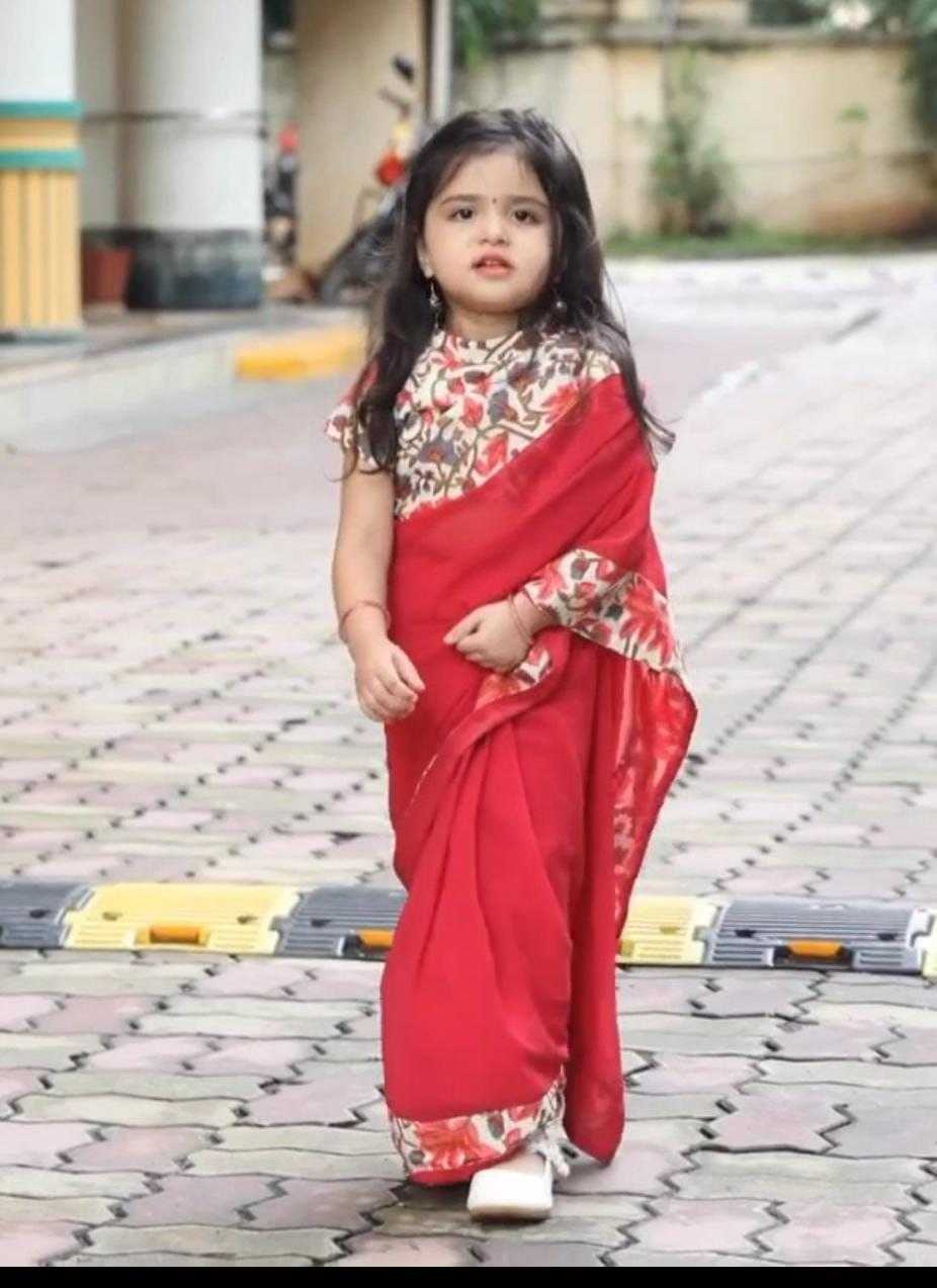 Ynf Soft Dola KESH505 008 Kids Wear Wholesale Kids Saree Dress Kids Traditional Outfits Kids Festive Wear Manufacturer- Kapda Export