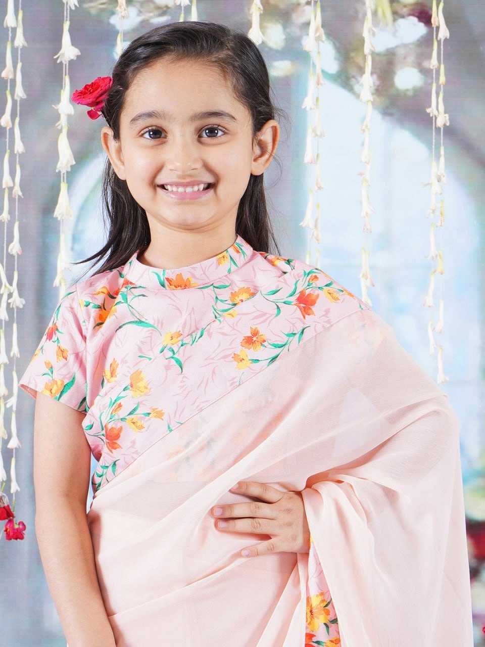 Ynf Soft Dola KESH505 009 Kids Wear Wholesale Kids Saree Dress Kids Ethnic Wear Kids Festive Wear Manufacturer- Kapda Export