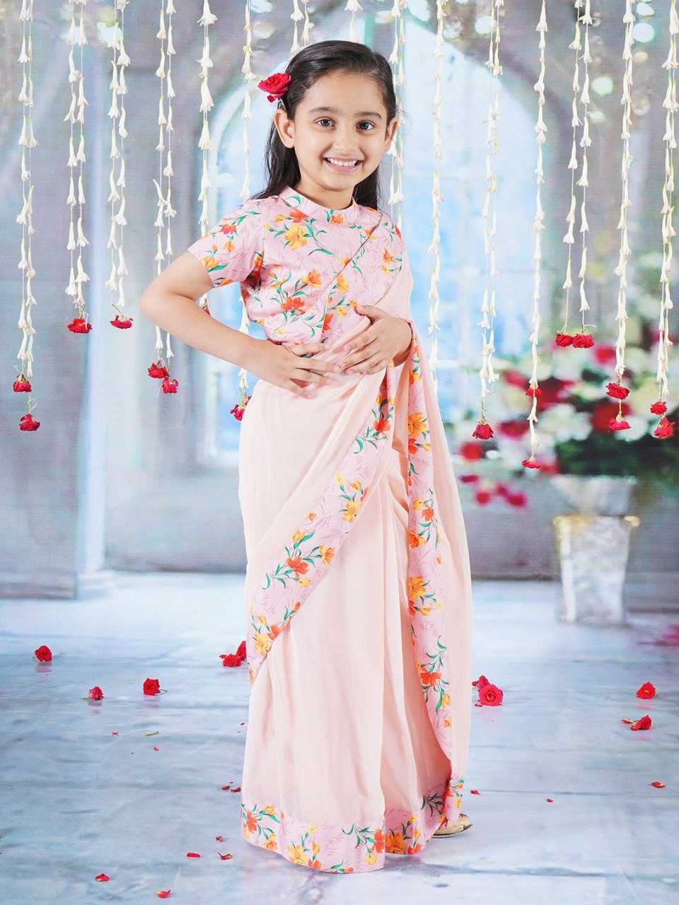 Ynf Soft Dola KESH505 009 Kids Wear Wholesale Kids Saree Dress Kids Ethnic Wear Kids Festive Wear Manufacturer- Kapda Export