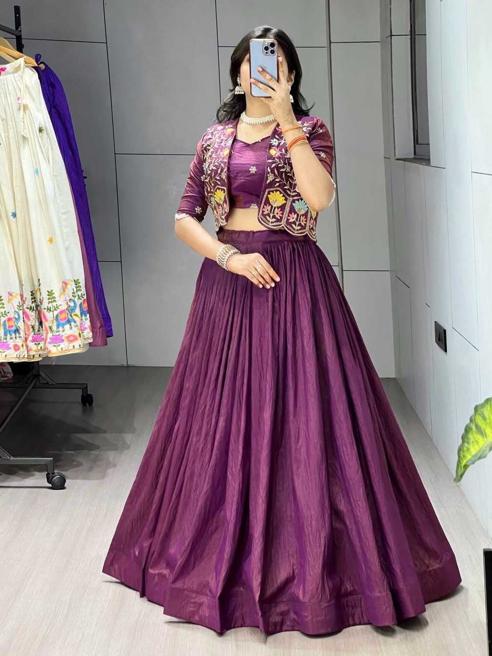 Ynf Soft Vichitra RIN119 8228 Lehengas Wholesale Fancy Lehenga Indo-Western Lehenga Jacket Style Lehenga Manufacturer- Kapda Export