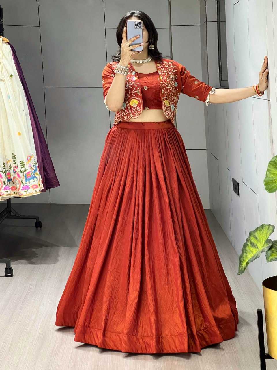 Ynf Soft Vichitra RIN119 8228 Lehengas Wholesale Fancy Lehenga Indo-Western Lehenga Jacket Style Lehenga Manufacturer- Kapda Export