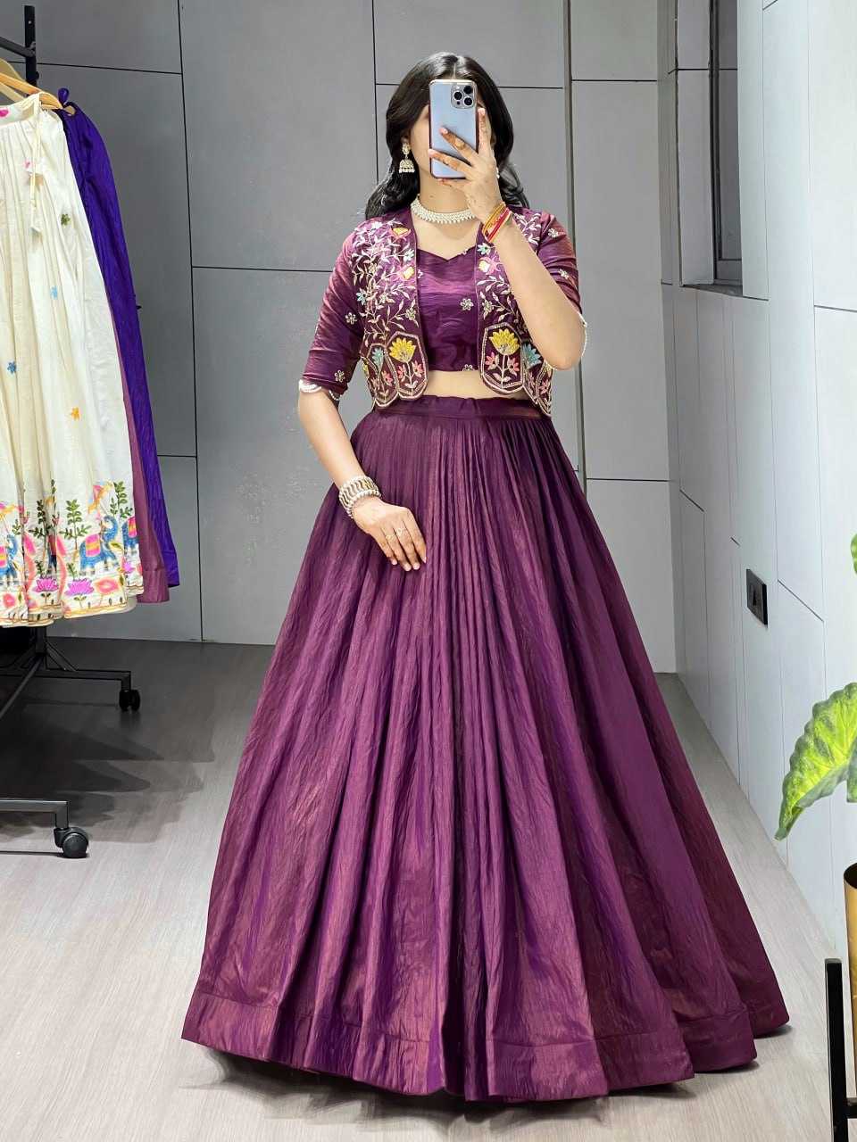 Ynf Soft Vichitra RIN119 8228 Lehengas Wholesale Fancy Lehenga Indo-Western Lehenga Jacket Style Lehenga Manufacturer- Kapda Export