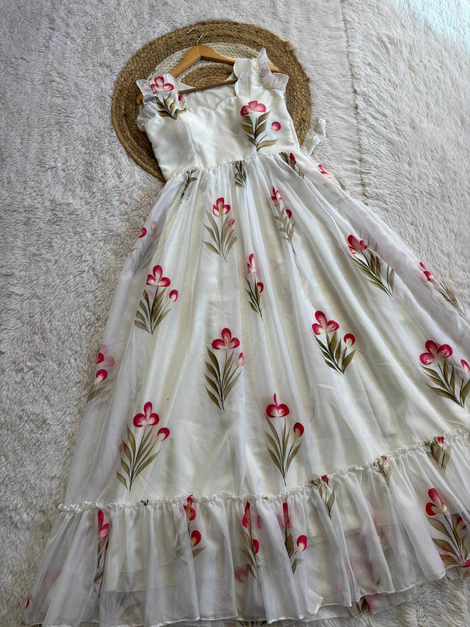 Ynf Tabby Silk RIN235 Brinda Gowns Wholesale Fancy Gowns Party Wear Gowns Floral Print Gowns Manufacturer- Kapda Export