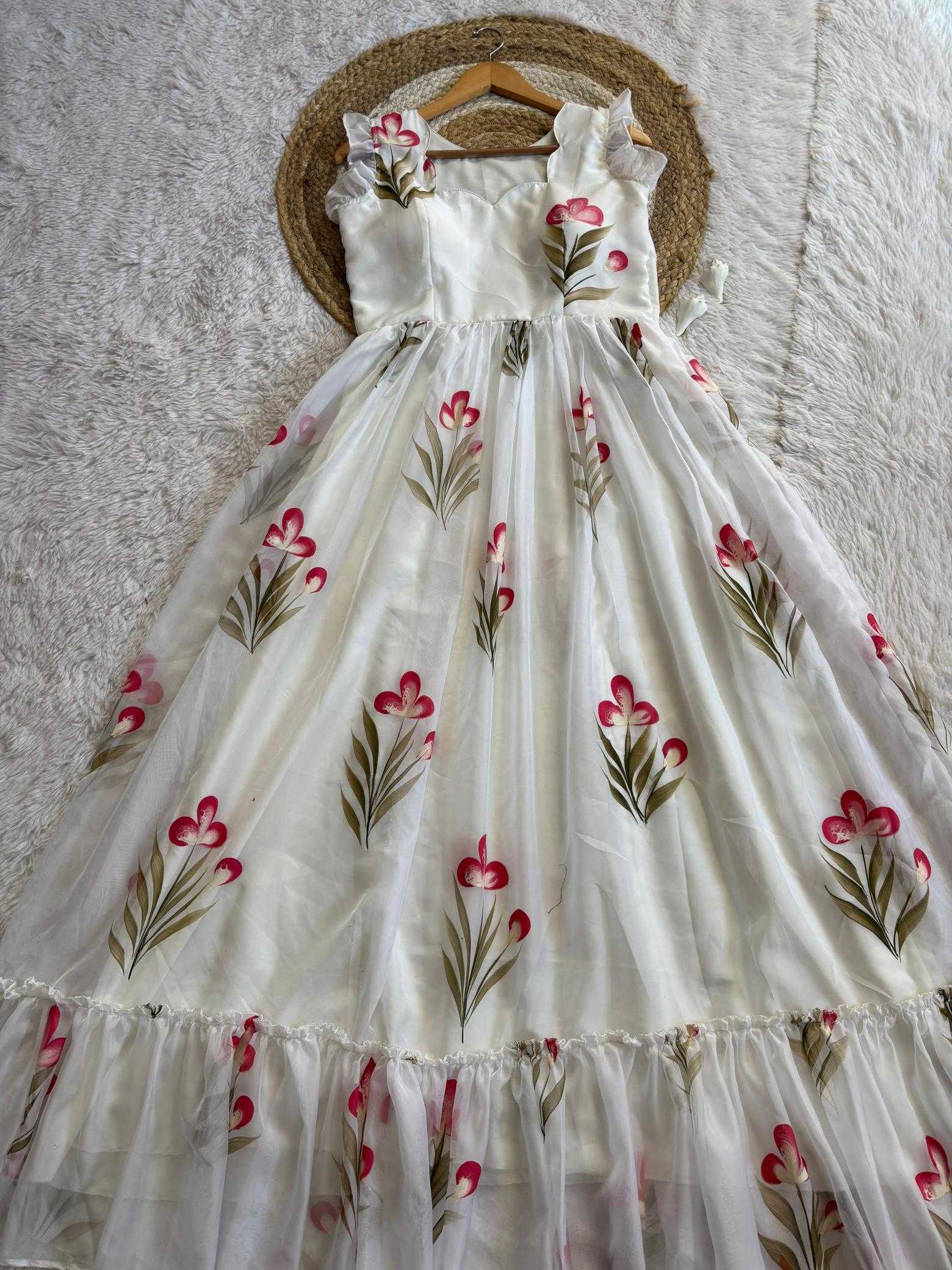 Ynf Tabby Silk RIN235 Brinda Gowns Wholesale Fancy Gowns Party Wear Gowns Floral Print Gowns Manufacturer- Kapda Export