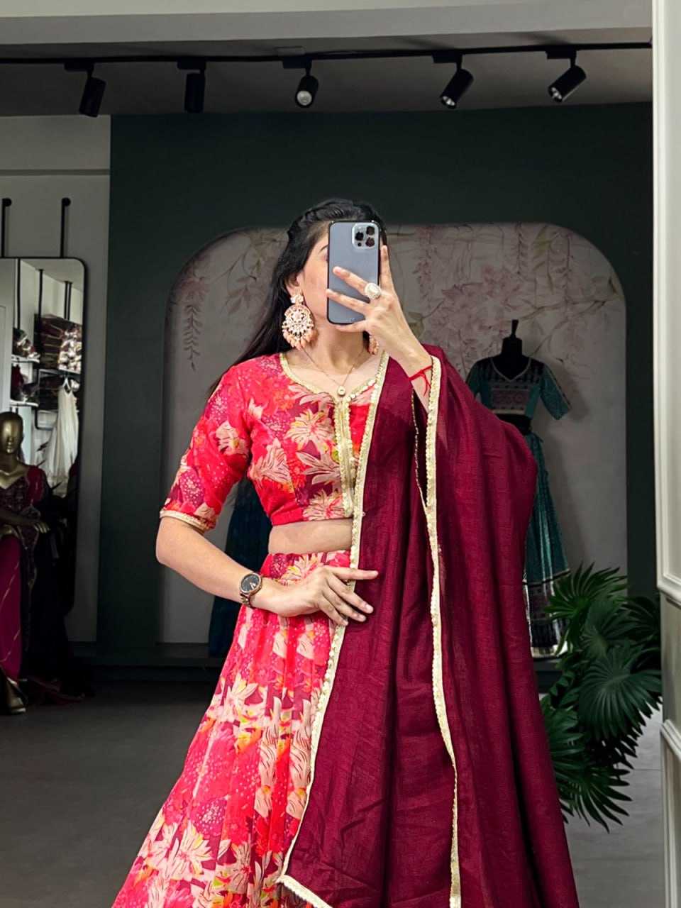 Ynf Tussar Silk KESH668 034 Lehengas Wholesale Fancy Lehenga Printed Lehenga Red Lehenga Manufacturer- Kapda Export