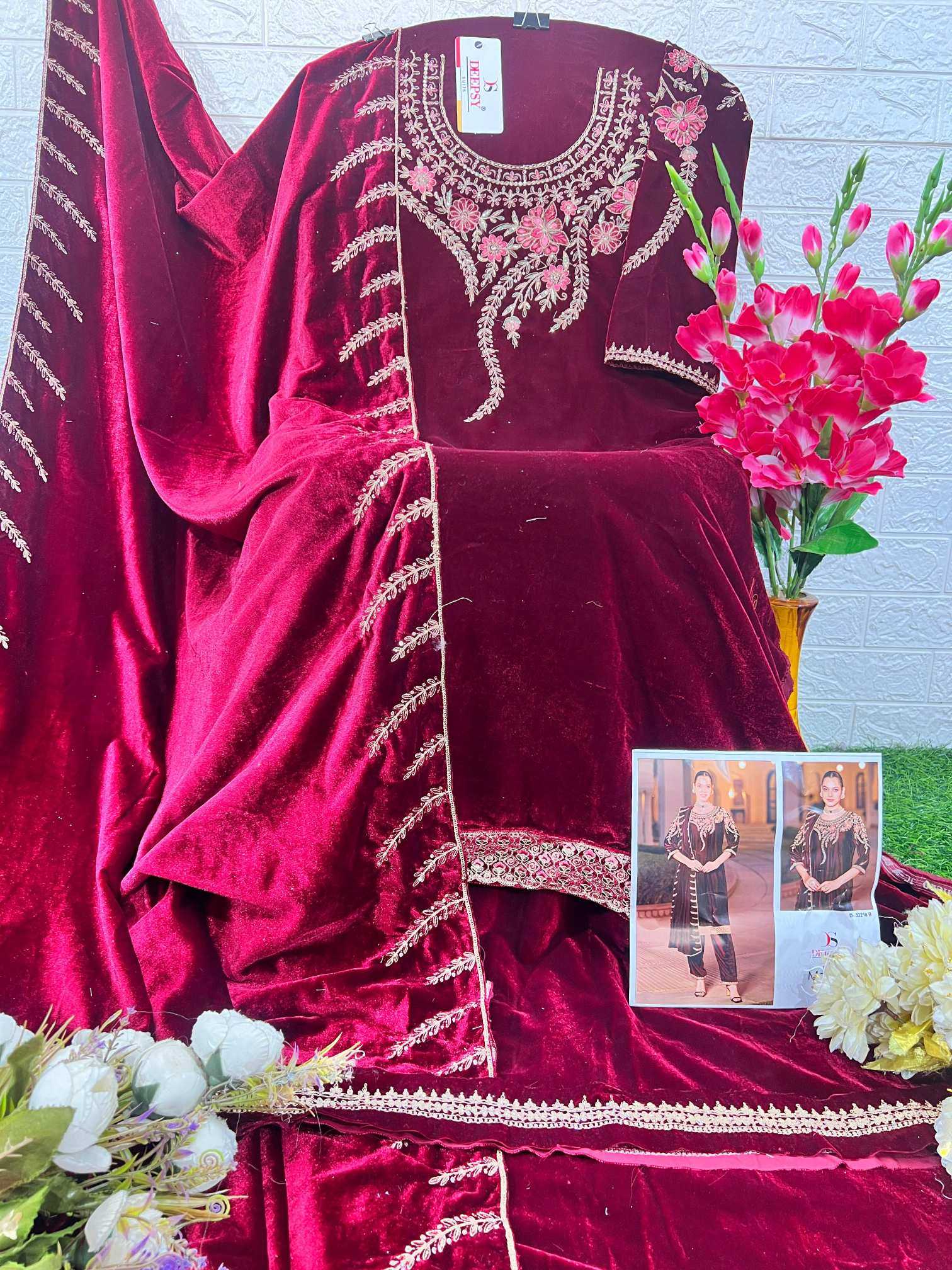 Ynf Velvet KESH530 DEEPSY MARIA 32218 Suits & Dresses Festive Collections Wholesale Velvet Suits Designer Suits Eid Collections Manufacturer- Kapda Export