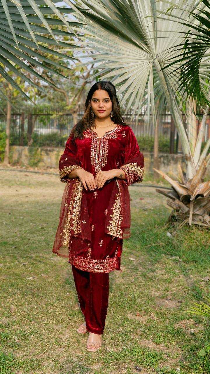 Ynf Velvet KESH533 5062 Suits & Dresses Festive Collections Wholesale Velvet Suits Embroidery Suits Eid Collections Manufacturer- Kapda Export