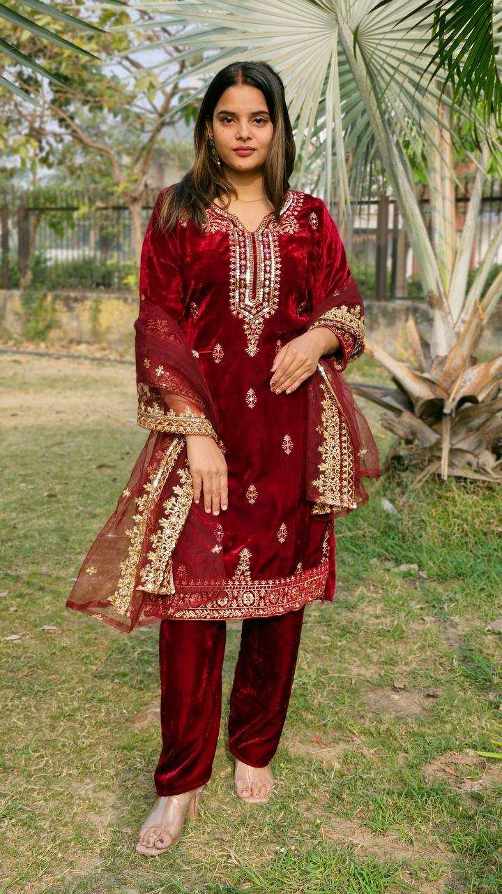 Ynf Velvet KESH533 5062 Suits & Dresses Festive Collections Wholesale Velvet Suits Embroidery Suits Eid Collections Manufacturer- Kapda Export