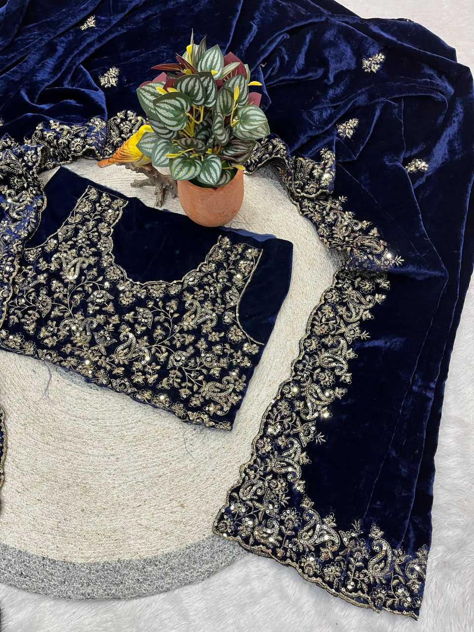 Ynf Velvet KESH621 5089 Sarees Wedding Collections Wholesale Designer Sarees Party Wear Sarees Velvet Sarees Manufacturer- Kapda Export