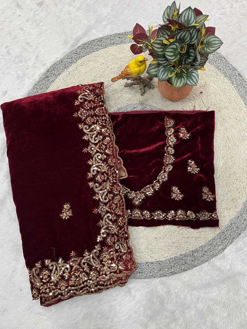 Ynf Velvet KESH621 5089 Sarees Wedding Collections Wholesale Designer Sarees Party Wear Sarees Velvet Sarees Manufacturer- Kapda Export