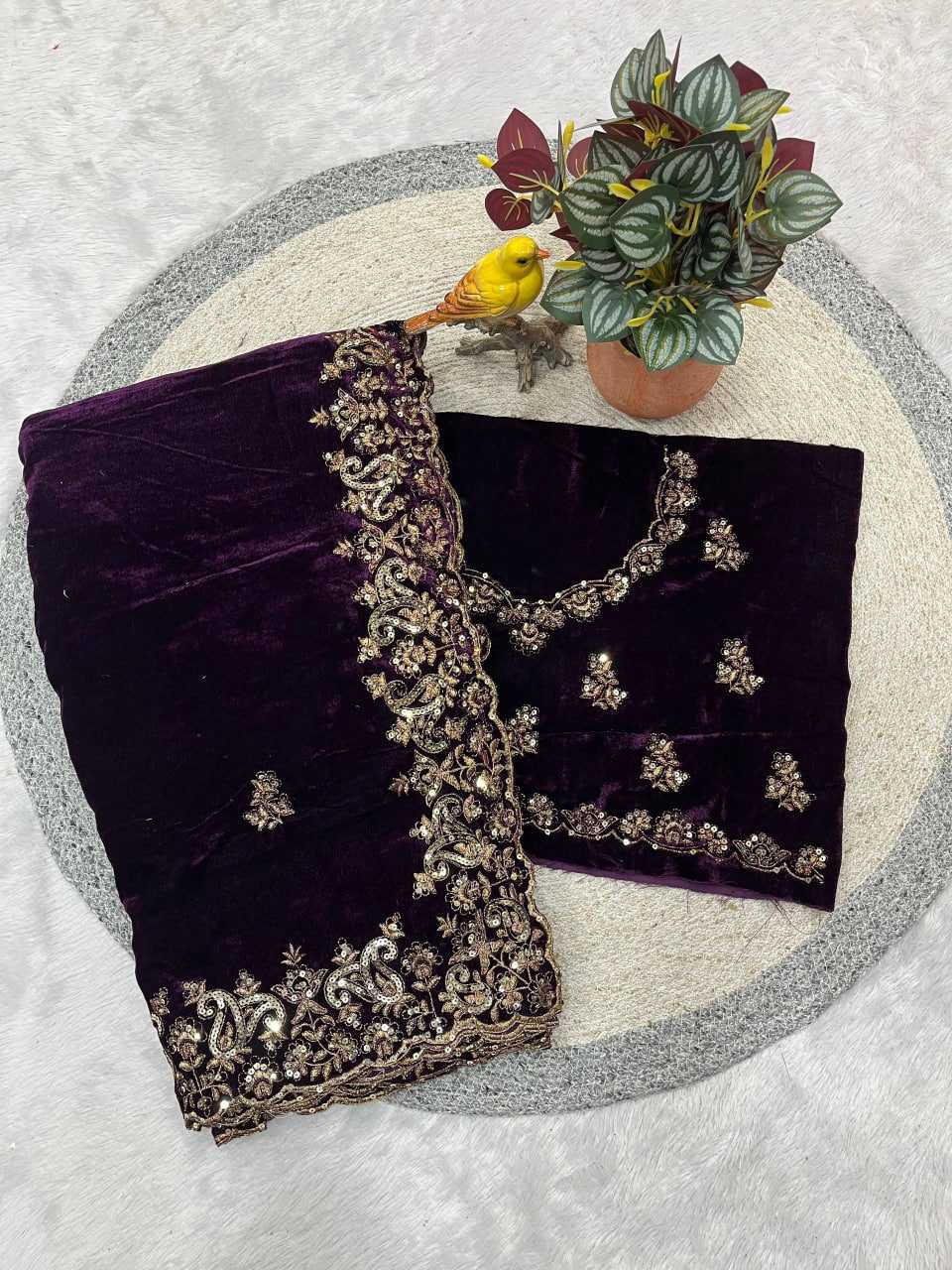 Ynf Velvet KESH621 5089 Sarees Wedding Collections Wholesale Designer Sarees Party Wear Sarees Velvet Sarees Manufacturer- Kapda Export