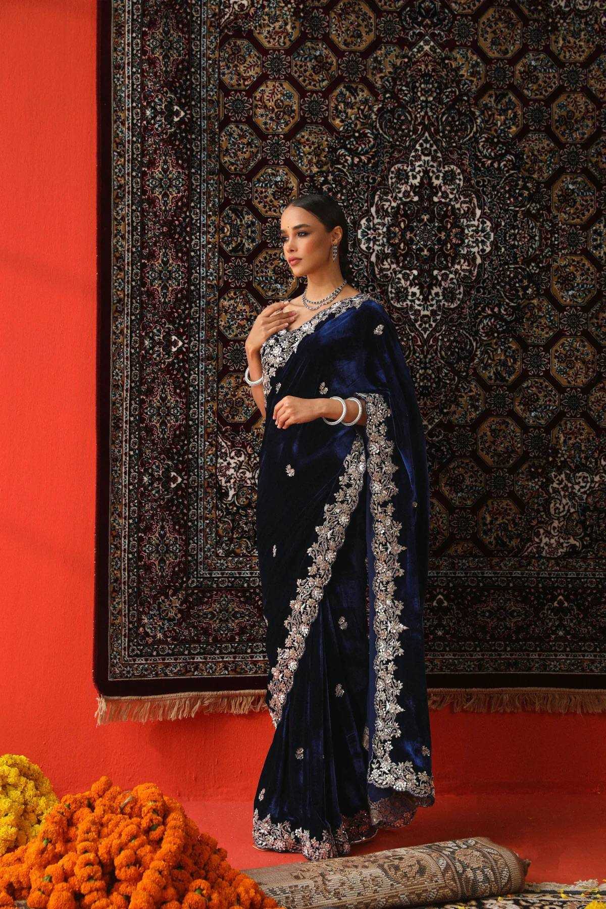 Ynf Velvet KESH621 5089 Sarees Wedding Collections Wholesale Designer Sarees Party Wear Sarees Velvet Sarees Manufacturer- Kapda Export