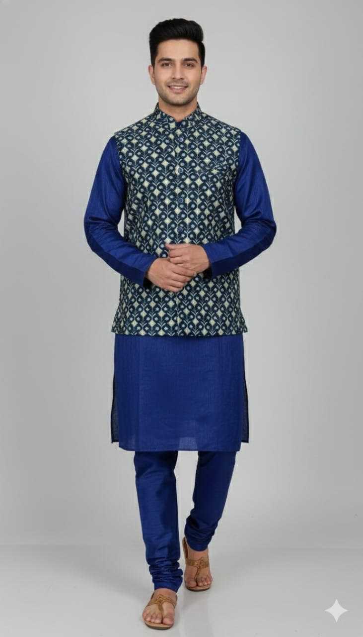 Ynf Velvet KESH650 Velvet Vol 3 Mens Wear Wholesale Mens Kurta Pyjama Embroidered Kurta Pajama Mens Ethnic Jackets Manufacturer- Kapda Export