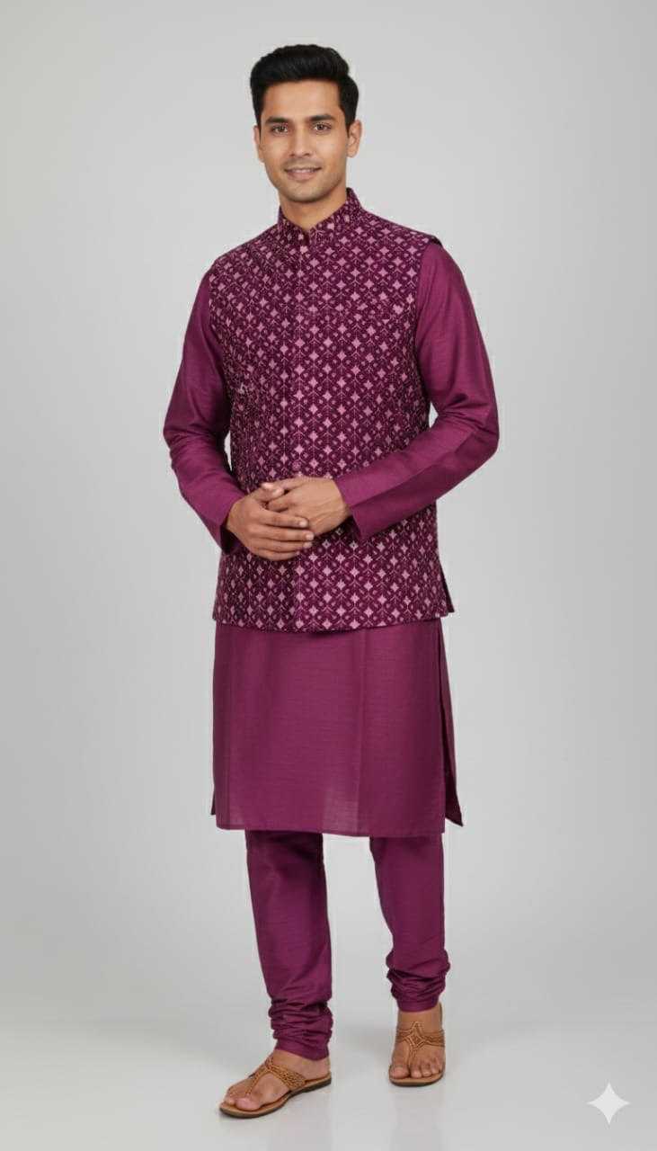 Ynf Velvet KESH650 Velvet Vol 3 Mens Wear Wholesale Mens Kurta Pyjama Embroidered Kurta Pajama Mens Ethnic Jackets Manufacturer- Kapda Export