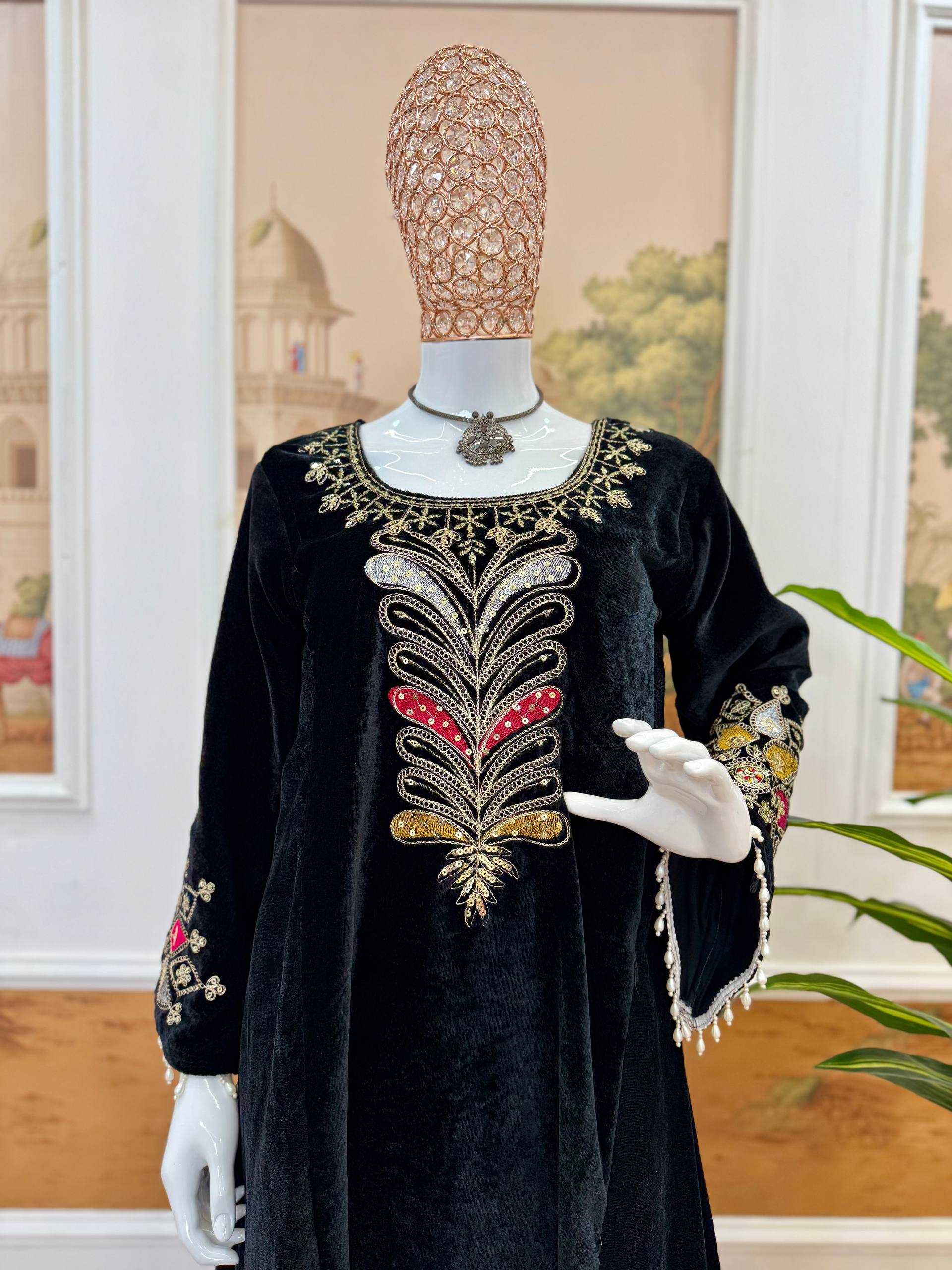 Ynf Velvet RIN215 1149 Kurti Wholesale Fancy Kurti Embroidered Kurtis Full Sleeve Kurti Manufacturer- Kapda Export