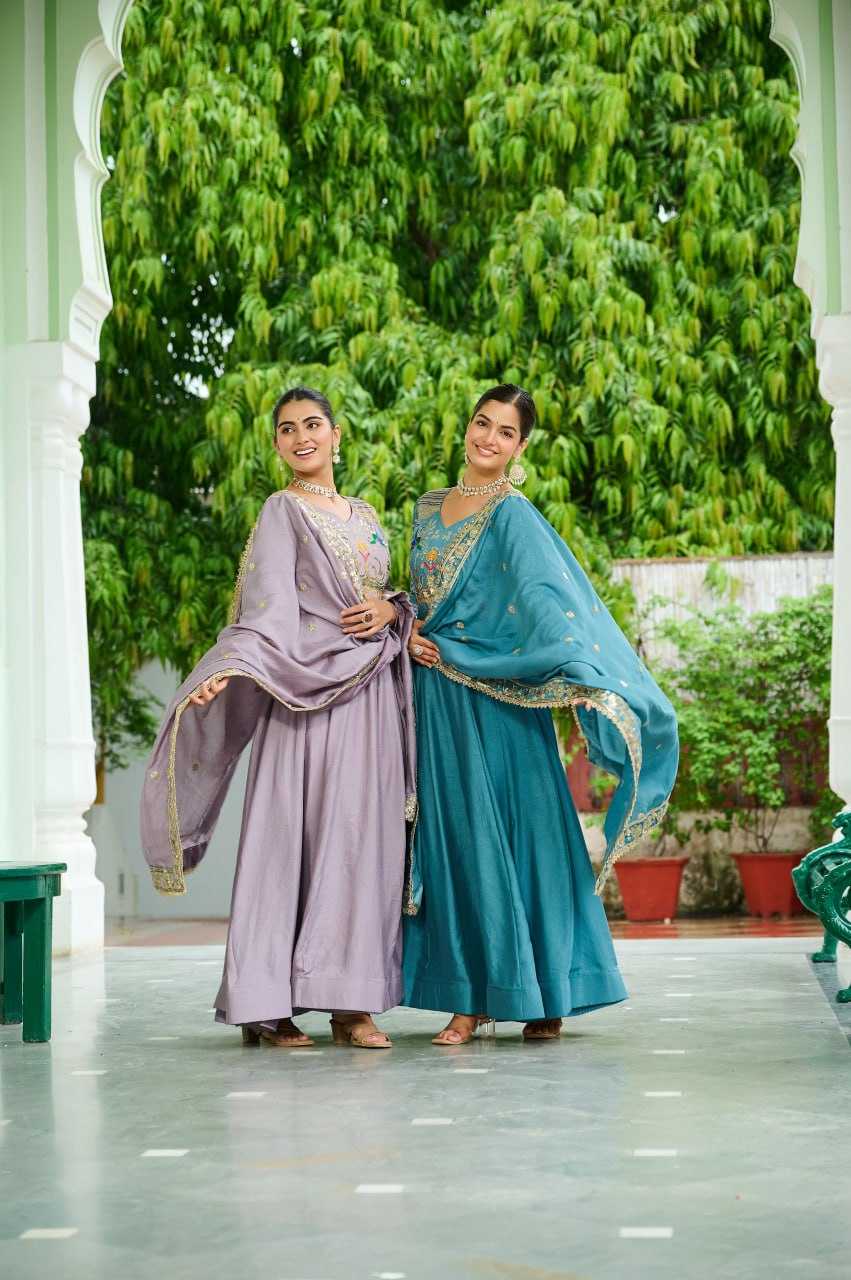 Ynf Vichitra Silk KESH491 9299 Gowns Wholesale Party Wear Gowns Full Sleeve Gowns Sequin Gowns Manufacturer- Kapda Export