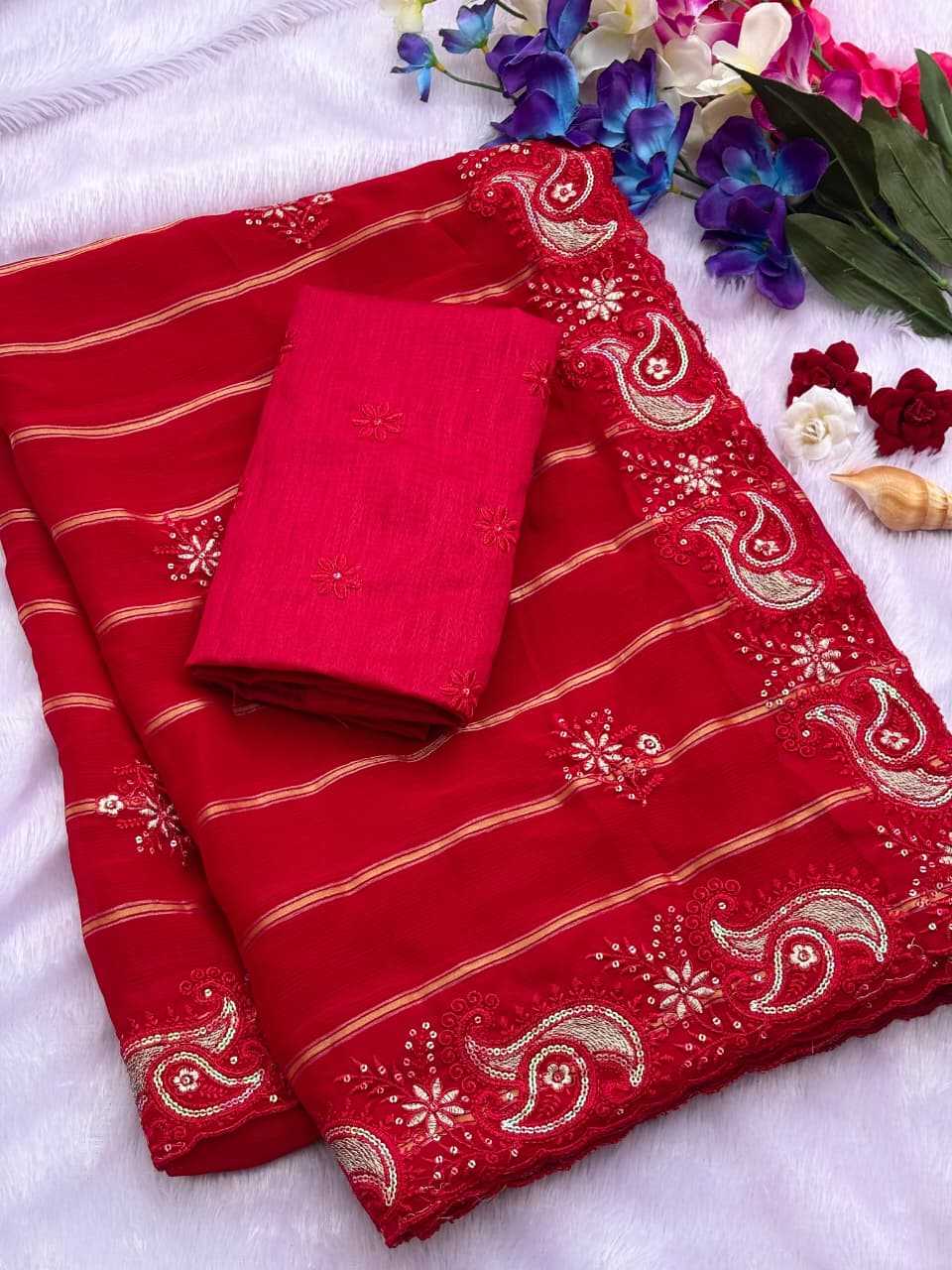 Ynf Viscose KESH584 Sunaina Sarees Wholesale Designer Sarees Party Wear Sarees Red Sarees Manufacturer- Kapda Export