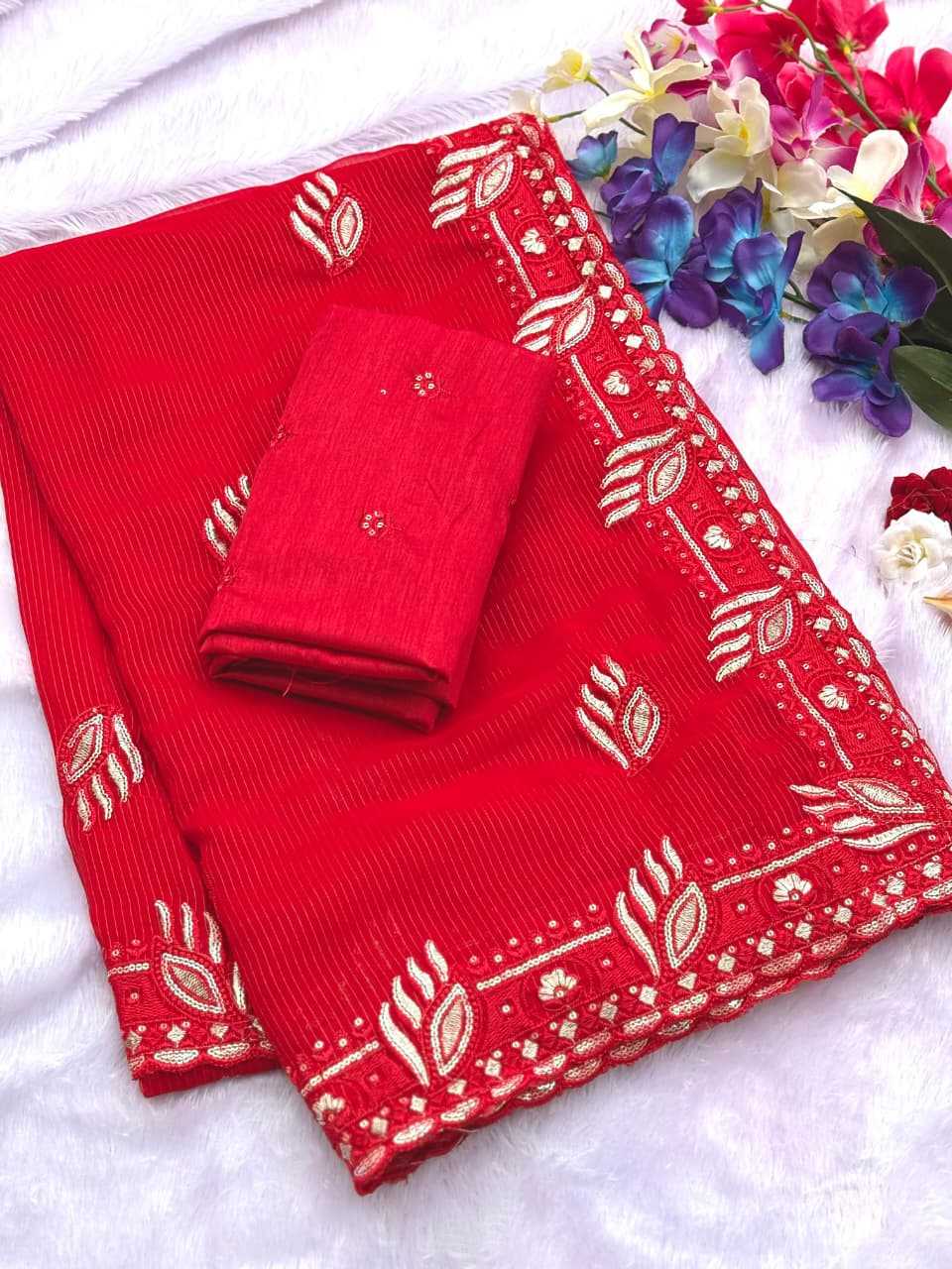 Ynf Viscose KESH584 Sunaina Sarees Wholesale Designer Sarees Party Wear Sarees Red Sarees Manufacturer- Kapda Export