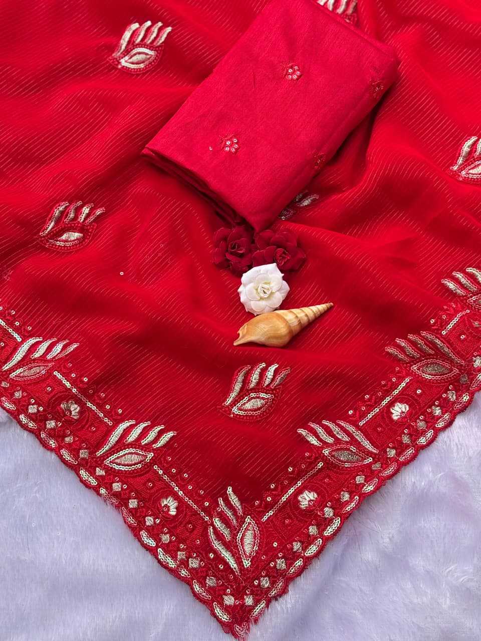 Ynf Viscose KESH584 Sunaina Sarees Wholesale Designer Sarees Party Wear Sarees Red Sarees Manufacturer- Kapda Export