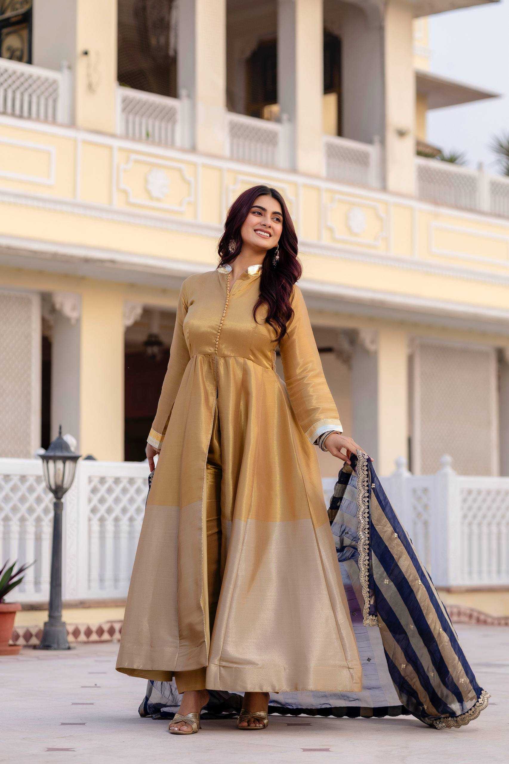 Ynf Banarasi Cotton RIN215 37 Gowns Wholesale Fancy Gowns Evening Gowns Party Wear Gowns Manufacturer- Kapda Export