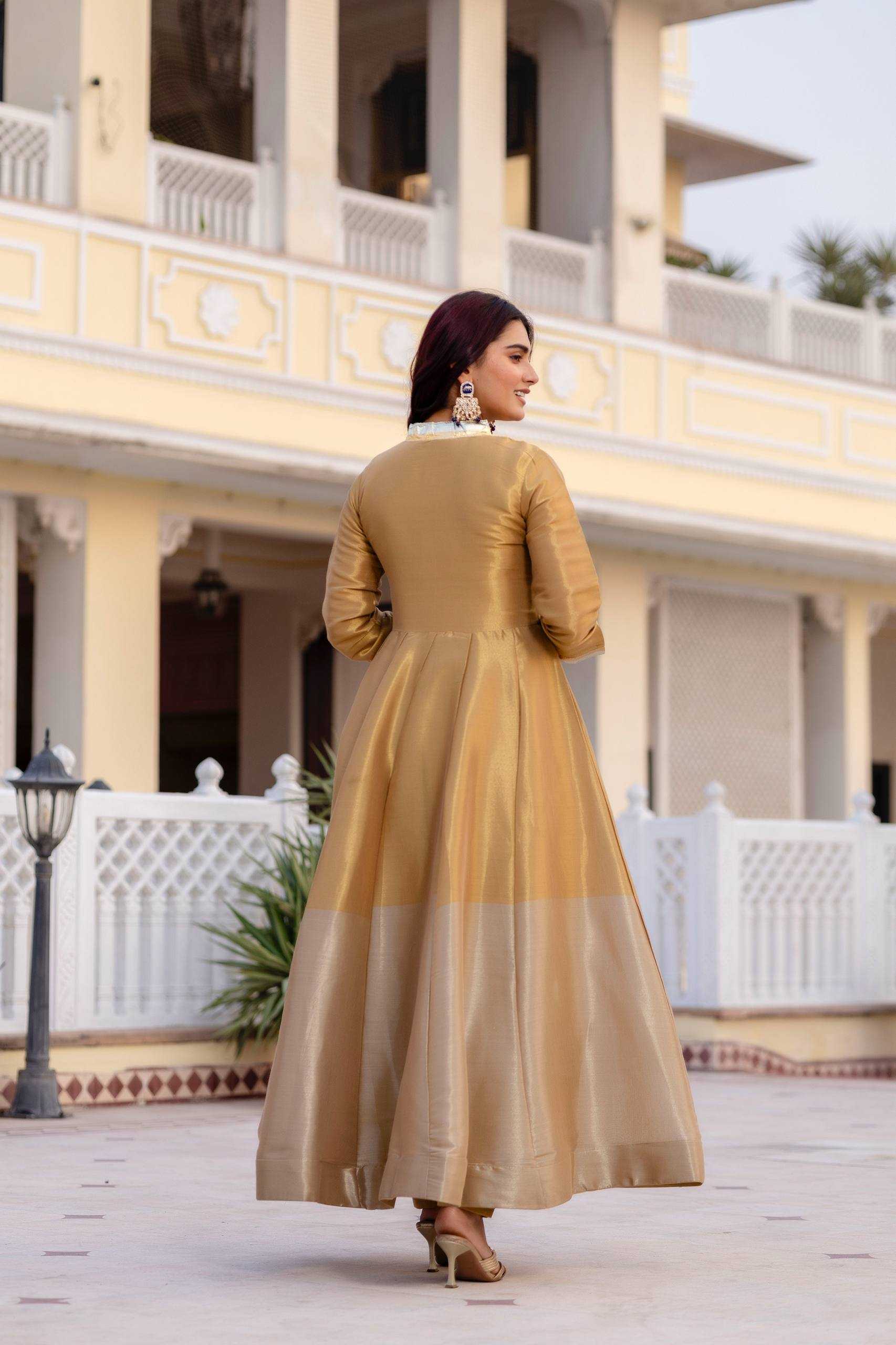 Ynf Banarasi Cotton RIN215 37 Gowns Wholesale Fancy Gowns Evening Gowns Party Wear Gowns Manufacturer- Kapda Export