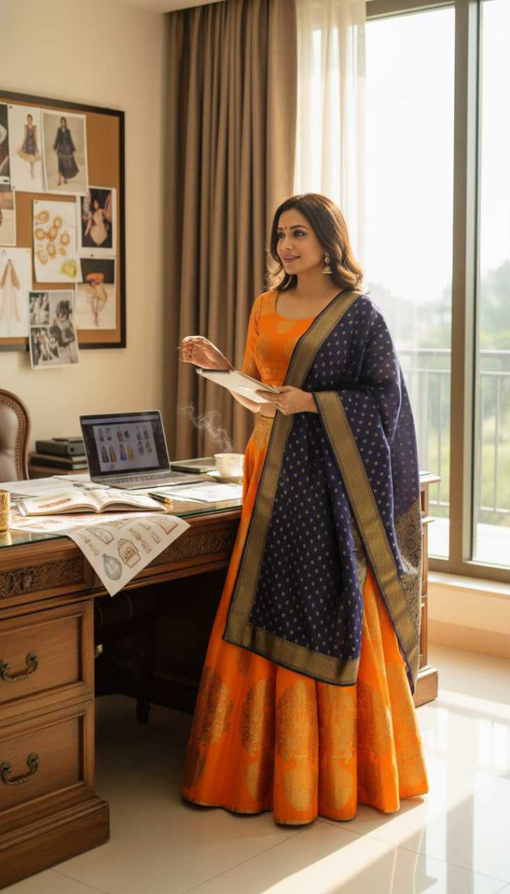 Ynf Banarasi Jacquard KESH441 Orange Lehengas Wholesale Bridal Lehenga Silk Lehenga Banarasi Lehenga Manufacturer- Kapda Export