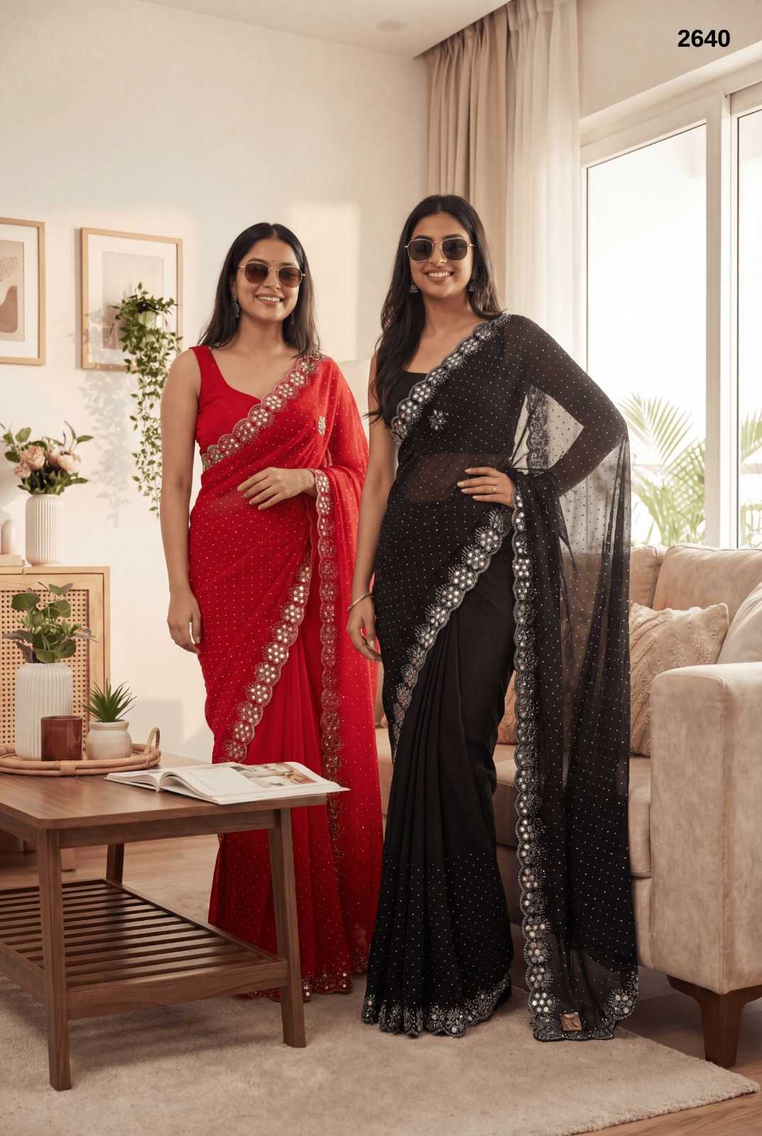 Ynf Blooming KESH114 2640 Sarees Festive Collections Wholesale Swarovski Sarees Mirror Work Saree Sarees With Blouse Manufacturer- Kapda Export