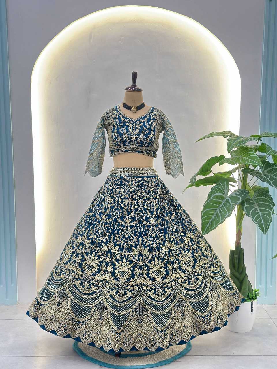 Ynf Butterfly Net KESH533 5159 Lehengas Wholesale Wedding Lehenga Embroidered Lehenga Sequins Lehenga Manufacturer- Kapda Export