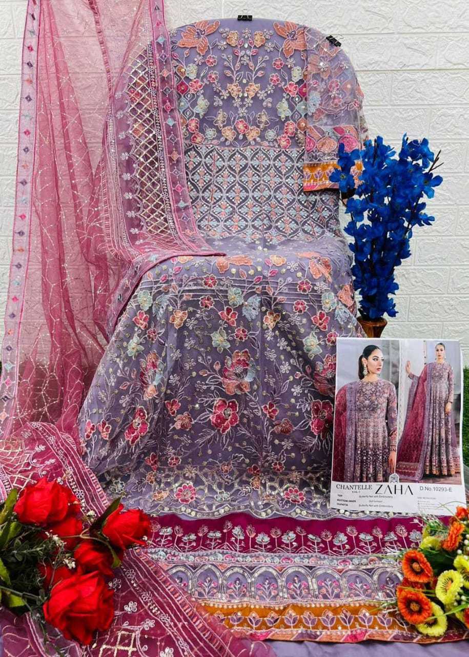 Ynf Butterfly Net KESH677 ZAHA CHANTELLE-VOL-5 10293-E-F Gowns Islamic Clothing Festive Collections Wholesale Pakistani Suits Net Gowns Eid Collections Manufacturer- Kapda Export