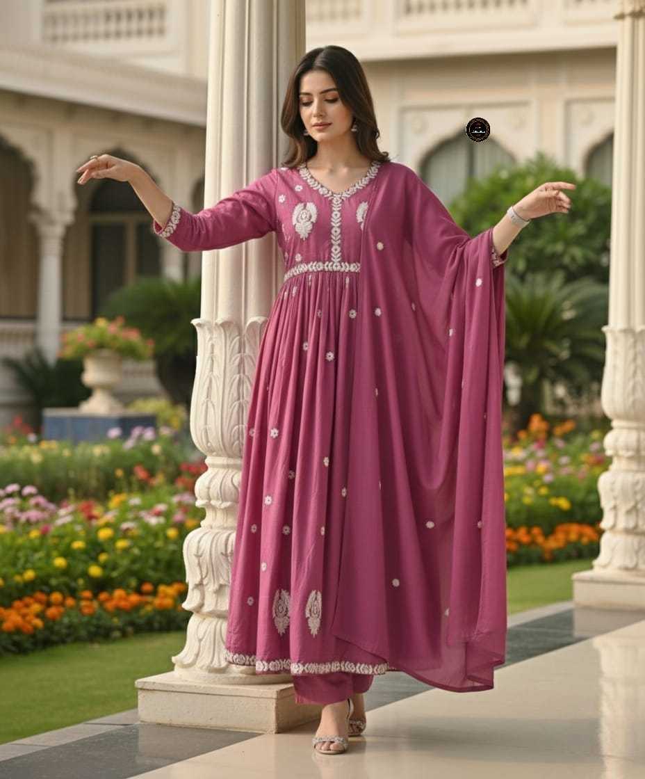 Ynf Chanderi Cotton KESH536 RASHI Gowns Wholesale Anarkali Gown Party Gowns Embroidered Gown Manufacturer- Kapda Export