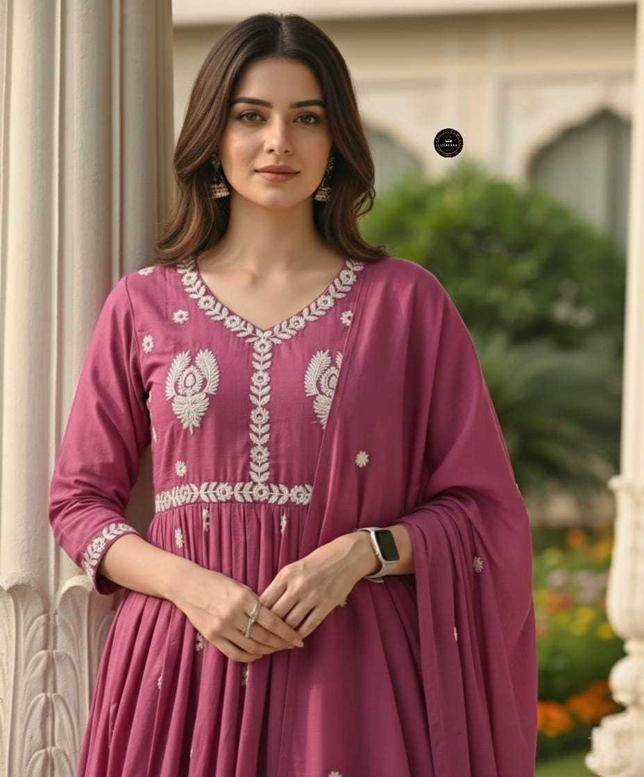 Ynf Chanderi Cotton KESH536 RASHI Gowns Wholesale Anarkali Gown Party Gowns Embroidered Gown Manufacturer- Kapda Export