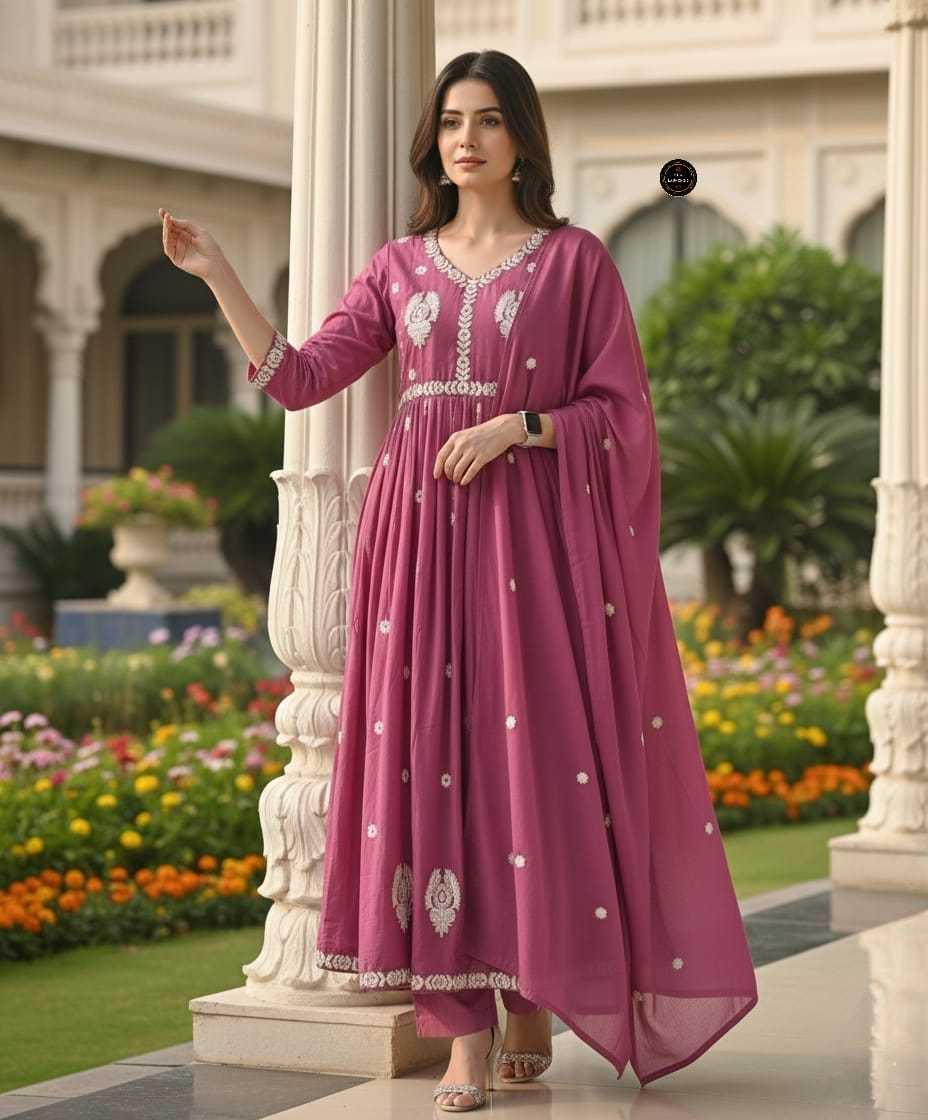 Ynf Chanderi Cotton KESH536 RASHI Gowns Wholesale Anarkali Gown Party Gowns Embroidered Gown Manufacturer- Kapda Export