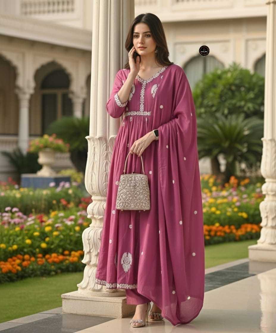 Ynf Chanderi Cotton KESH536 RASHI Gowns Wholesale Anarkali Gown Party Gowns Embroidered Gown Manufacturer- Kapda Export