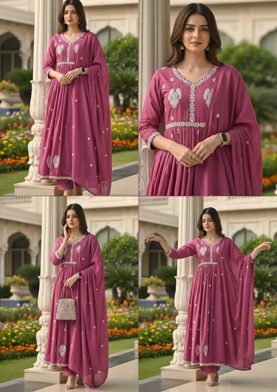 Ynf Chanderi Cotton KESH536 RASHI Gowns Wholesale Anarkali Gown Party Gowns Embroidered Gown Manufacturer- Kapda Export