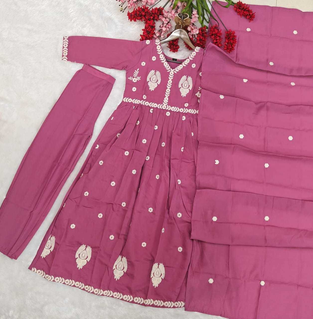 Ynf Chanderi Cotton KESH536 RASHI Gowns Wholesale Anarkali Gown Party Gowns Embroidered Gown Manufacturer- Kapda Export