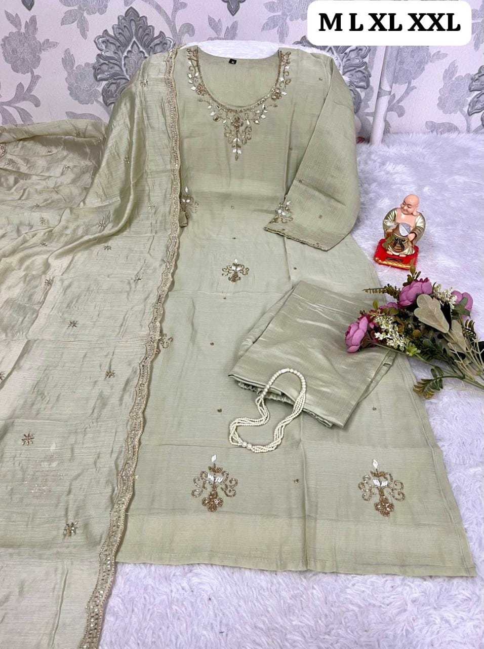 Ynf Chanderi Cotton KESH594 JAMNA Suits & Dresses Festive Collections Wholesale Party wear suits Chanderi Suit Handwork Suits Manufacturer- Kapda Export