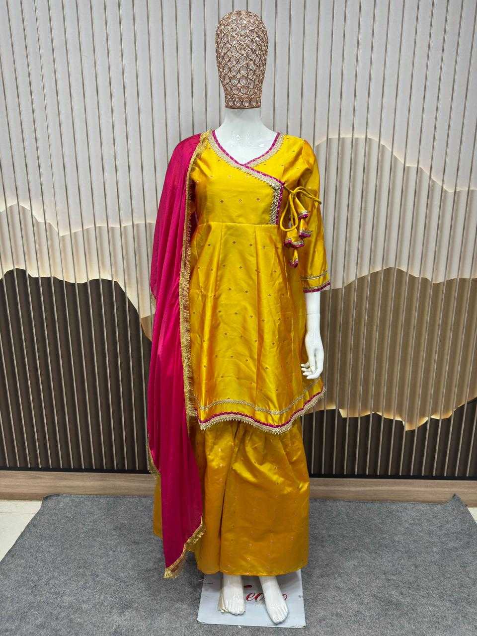 Ynf Chanderi Cotton KESH642 069 Kids Wear Wholesale Girls Kurti Kids Traditional Outfits Kids Festive Wear Manufacturer- Kapda Export