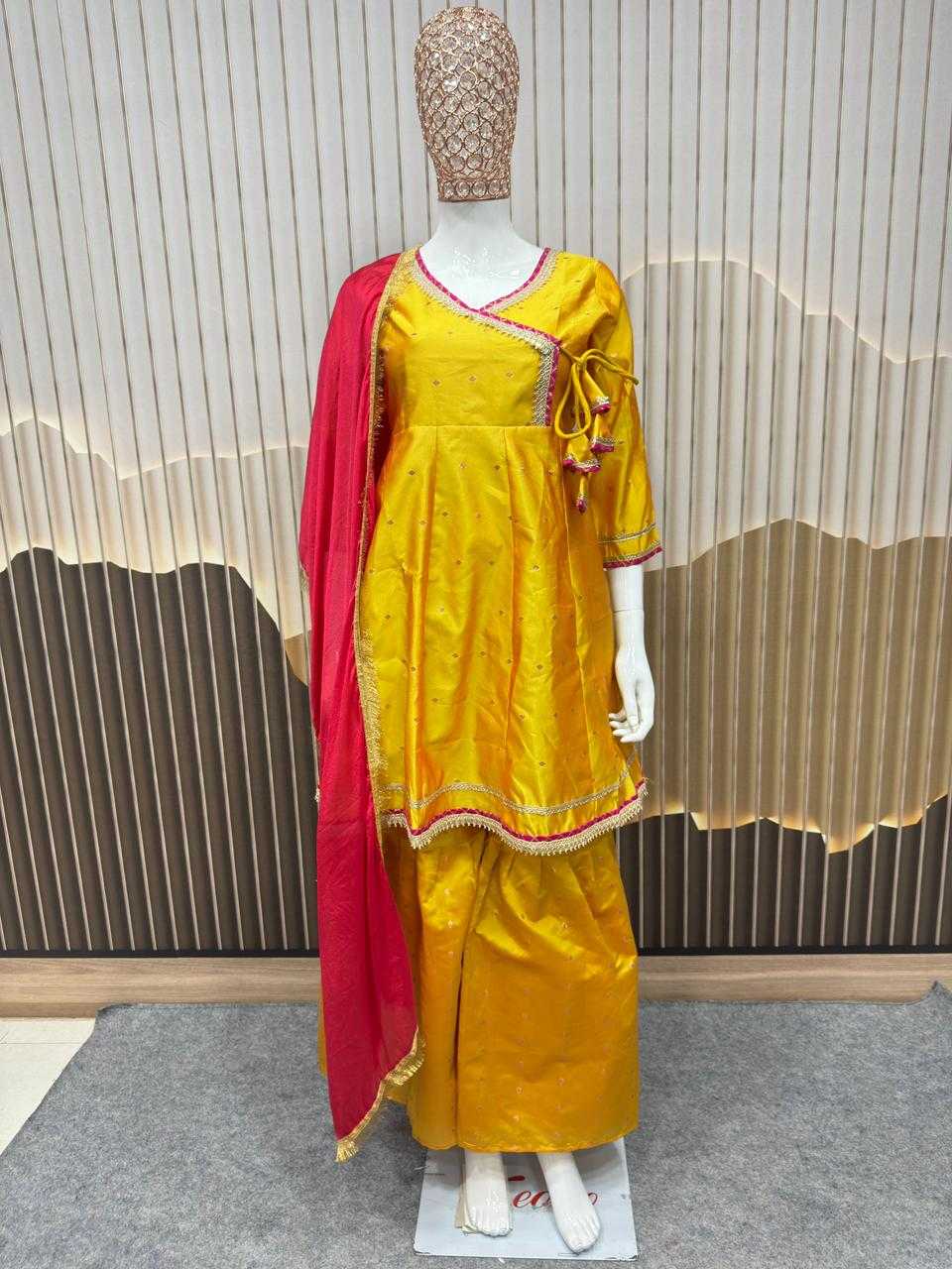 Ynf Chanderi Cotton KESH642 069 Kids Wear Wholesale Girls Kurti Kids Traditional Outfits Kids Festive Wear Manufacturer- Kapda Export