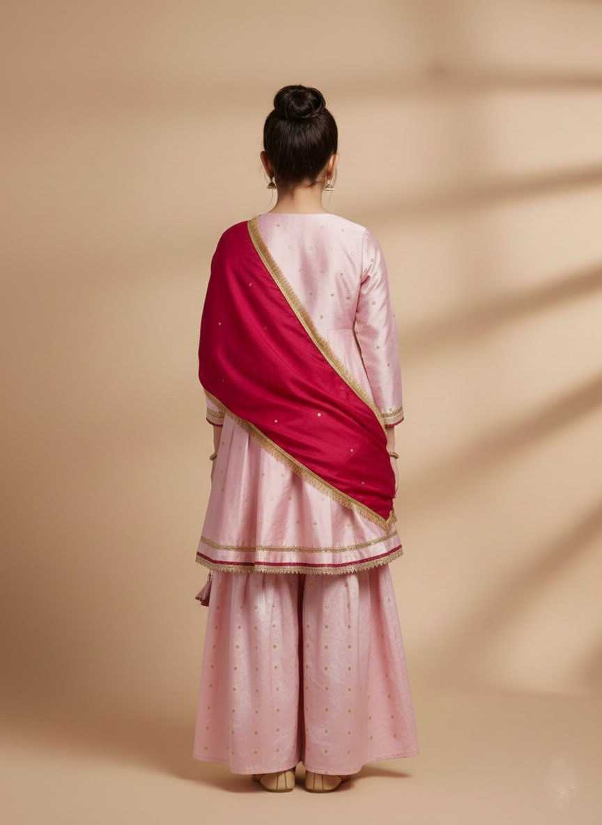 Ynf Chanderi Cotton KESH642 069 Kids Wear Wholesale Girls Kurti Kids Traditional Outfits Kids Festive Wear Manufacturer- Kapda Export