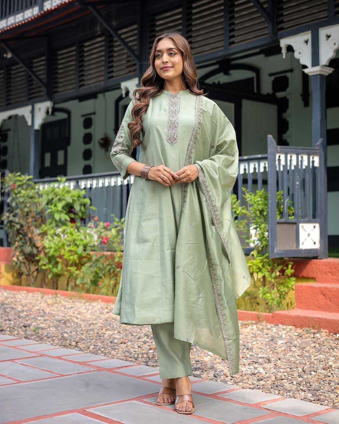 Ynf Chanderi Cotton KESH655 1009 Suits & Dresses Festive Collections Wholesale Embroidery Suits Anarkali Suits Chanderi Suit Manufacturer- Kapda Export