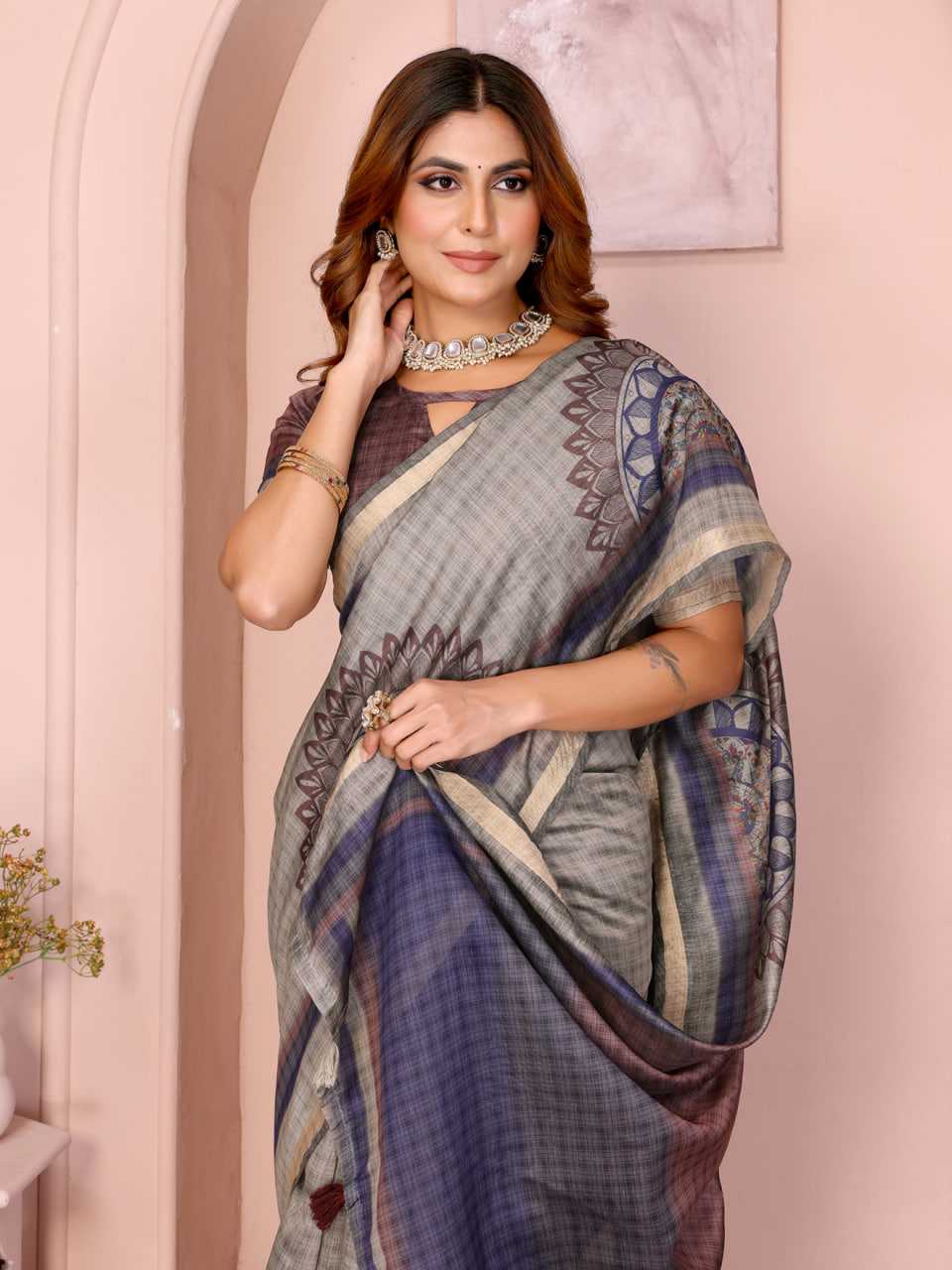 Ynf Chanderi Silk KESH553 304 Sarees Wholesale Printed Sarees Lace Border Sarees Golden Sarees Manufacturer- Kapda Export