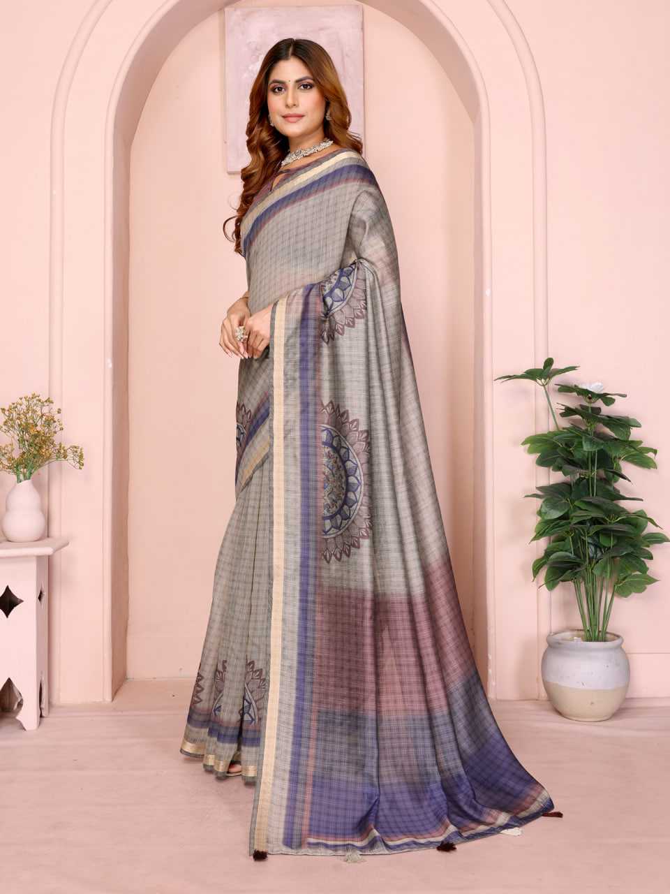 Ynf Chanderi Silk KESH553 304 Sarees Wholesale Printed Sarees Lace Border Sarees Golden Sarees Manufacturer- Kapda Export