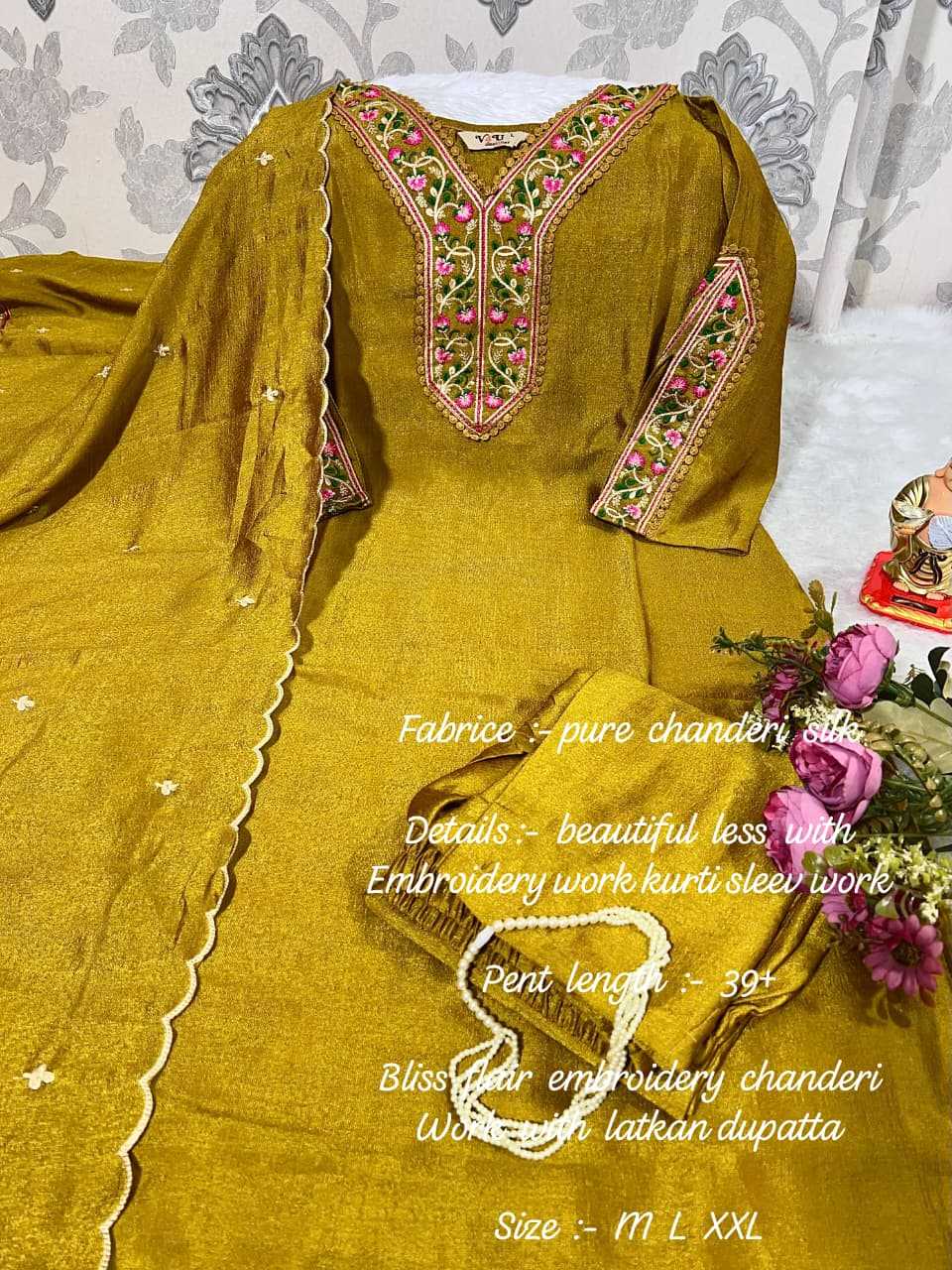 Ynf Chanderi Silk KESH594 KAPILA Suits & Dresses Festive Collections Wholesale Embroidery Suits Ladies Silk Suit Chanderi Suit Manufacturer- Kapda Export