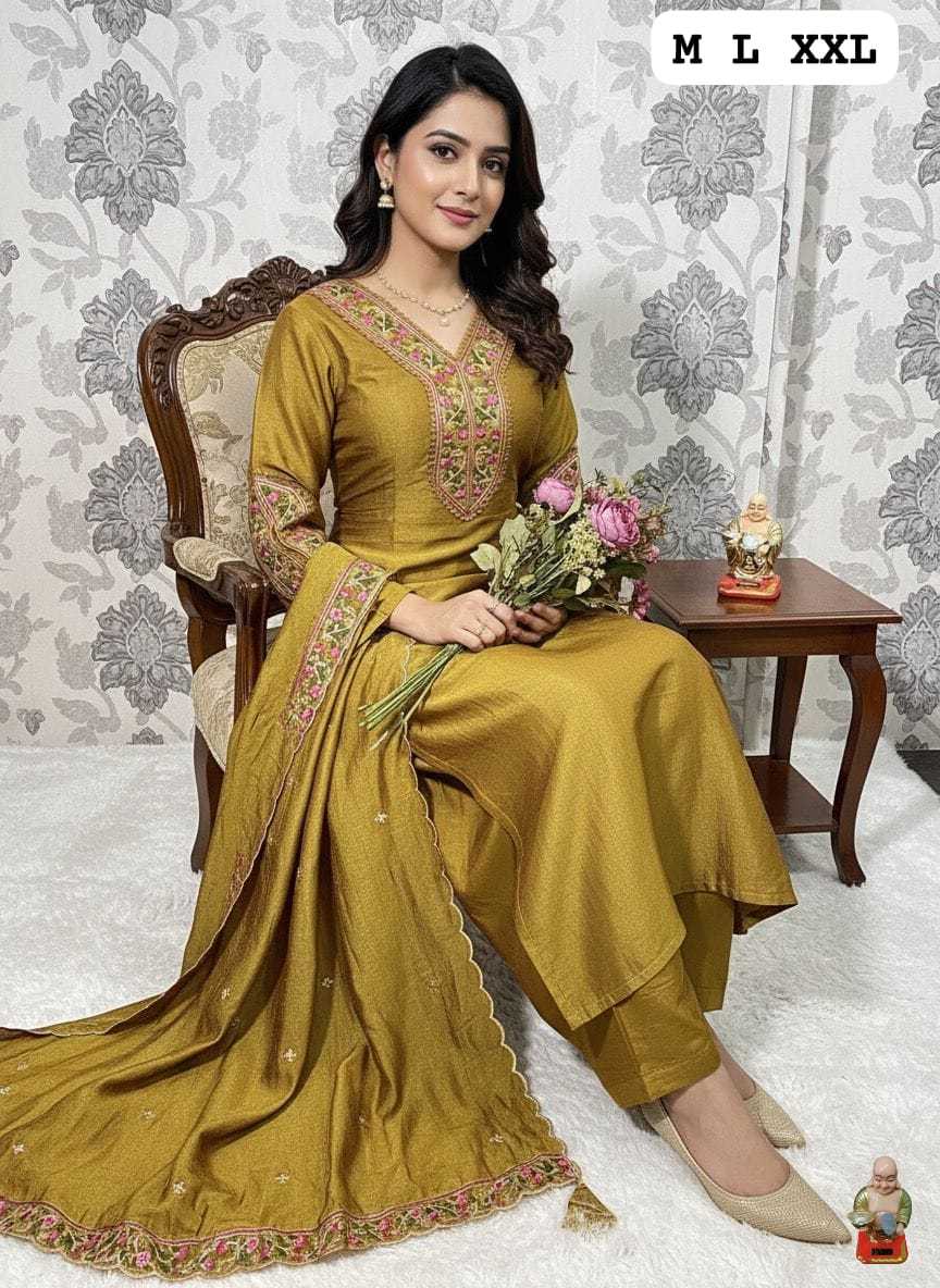 Ynf Chanderi Silk KESH594 KAPILA Suits & Dresses Festive Collections Wholesale Embroidery Suits Ladies Silk Suit Chanderi Suit Manufacturer- Kapda Export