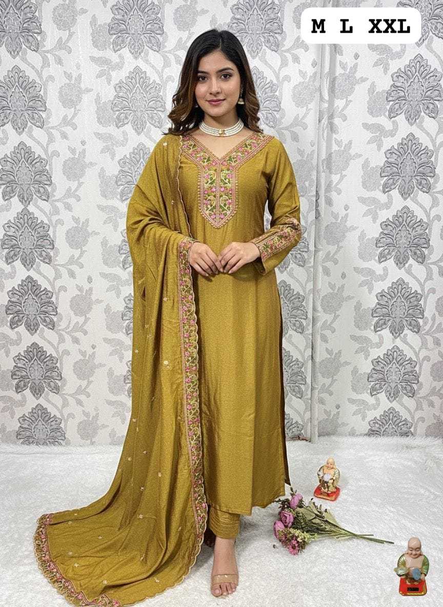 Ynf Chanderi Silk KESH594 KAPILA Suits & Dresses Festive Collections Wholesale Embroidery Suits Ladies Silk Suit Chanderi Suit Manufacturer- Kapda Export